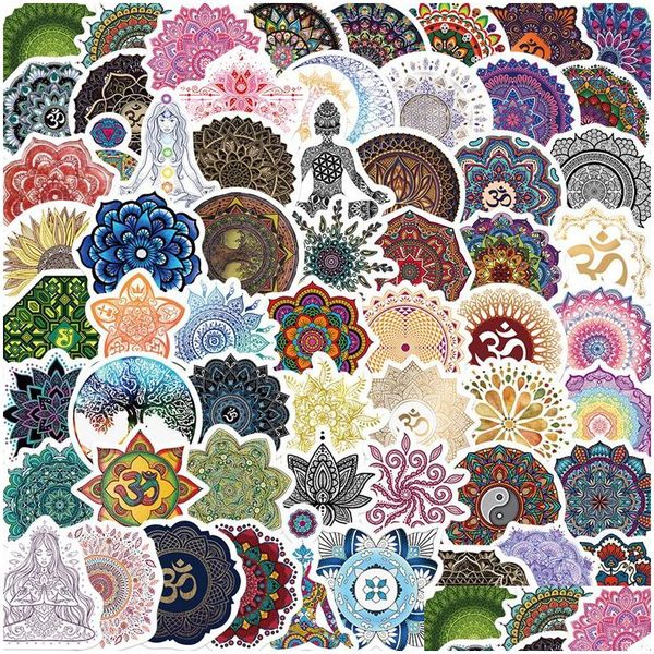 Adesivos de carro 60 pcs Mandala Flor Adesivo Budismo Yoga Iti para DIY Lage Laptop Skate Motocicleta Bicicleta Entrega Automóvel Otores