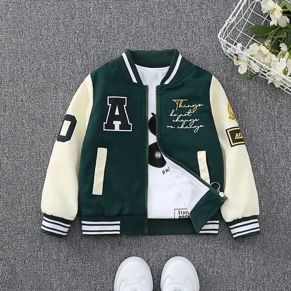 Jungen Baseball Uniform Jacken für 410 Jahre Kinder Kleidung Teenage Sports Outerwear Coat Spring Fashion Sweatshirts 240301