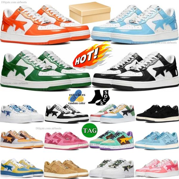 Bapestar Camuflagem Skateboarding Sapatos Casuais Sta Low Nostálgico Azul Amarelo Branco Verde Panda Patente High Snobiety Daily Essentials Laranja Marrom Cinza Mens Mulheres