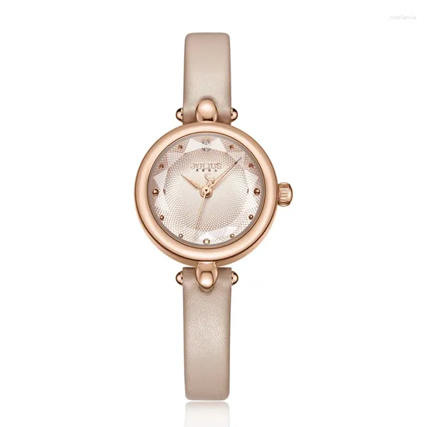 Orologi da polso Mini Lady Orologio da donna Quarzo giapponese Elegante carino Moda Piccole ore Bracciale Orologio in pelle Ragazza Regalo di compleanno Scatola Julius