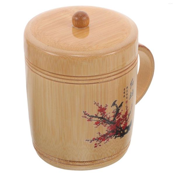 Copos de vinho Copo de água de bambu com alça Chá Caneca Bebida para suco de cerveja Leite