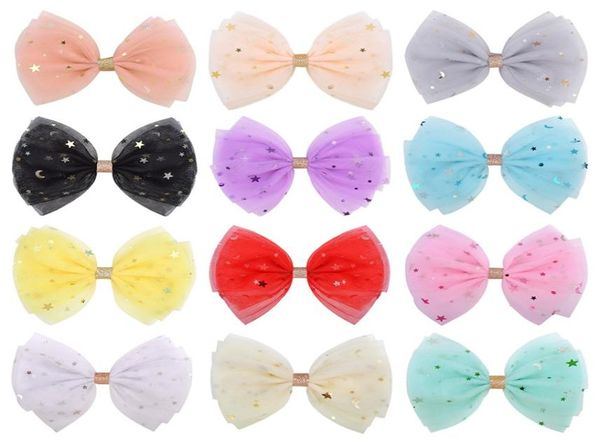 Neonate Tulle Star Barrettes Forcine per capelli Fiocco per capelli Barrette Bambini Paillette Fermagli per capelli con fiocchi Accessori per capelli bling 2102 T25614333