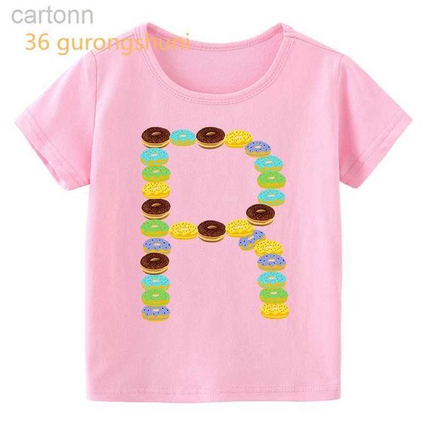 T-Shirts Buchstabe A H R S Bunte grafische T-Shirts Baby Jungen T-Shirt Jungen Kinderkleidung Kinderkleidung Mädchen Shirts Regenbogen Rosa T-Shirt ldd240314