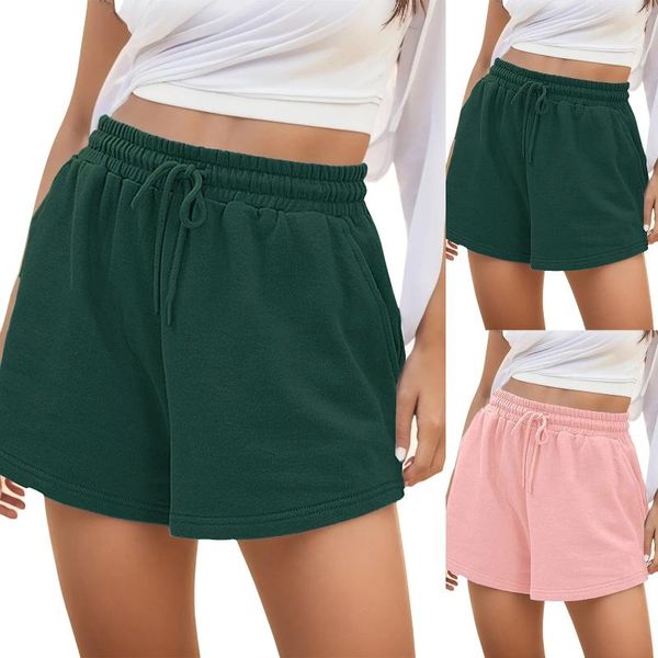 Frauen Shorts Casual Sommer Frauen Kordelzug Elastische Taille Hosen Damen Fashion Solid Strand Streetwear Sport Kurze