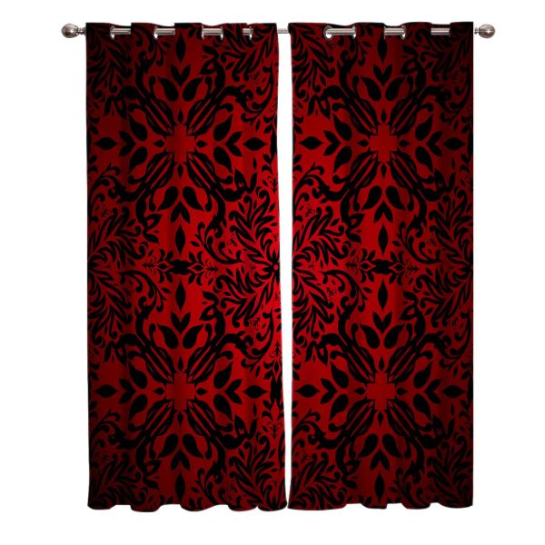 Tende Motivo floreale barocco Tende rosse per soggiorno Tenda dal design floreale per tende per il trattamento delle finestre della camera da letto dei bambini