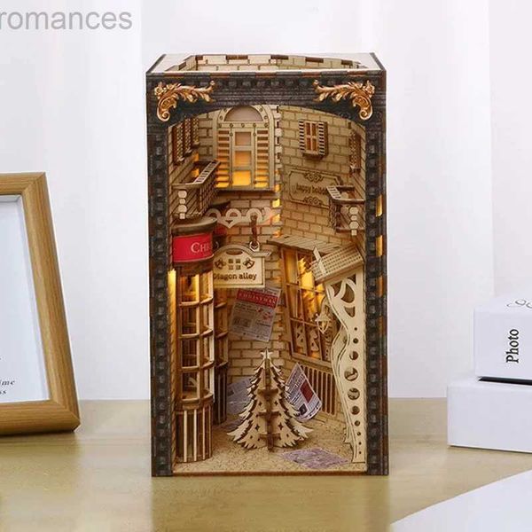 3D Bulmacalar 170 PCS Mini Kitap Köşe Seti Diy Dollhouse Kitaplık 3D Ahşap Puzzle Noel Simülasyon Süsleri Ev Dekorasyonu Yetişkin Hediyesi 240314