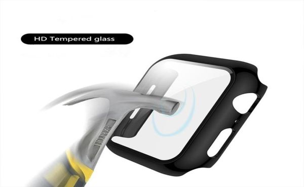 PC-Abdeckung mit gehärtetem Glasfilm für Apple Watch SE Serie 7 6 5 4 3 Displayschutzfolie Case Bumper für iWatch 40 mm 44 mm 38 mm 42 mm 9732979