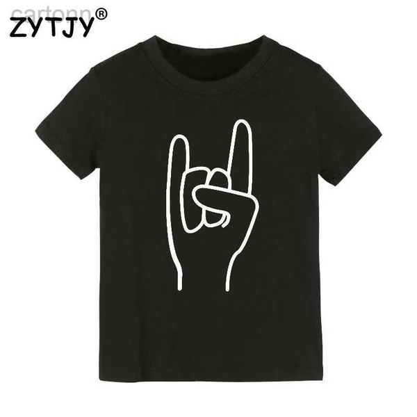 Camisetas Rocker Hand Print Kids Camiseta Menino Menina Camiseta Para Crianças Criança Roupas Engraçadas Top Tees Drop Ship Y-41 LDD240314