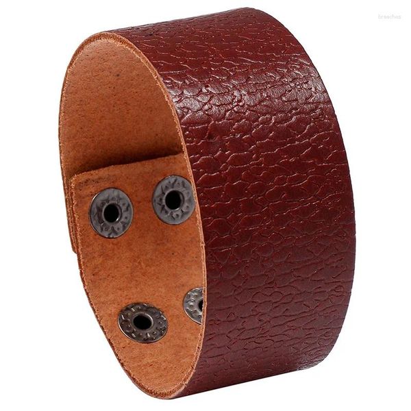 Braccialetti con ciondoli Bracciale con fibbia in ferro vero vento europeo e americano Cowhine Semplice retrò classico casual accessori da uomo in pelle ampia