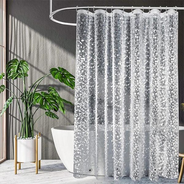 Cortinas de chuveiro Transparente Pebble Print Clear Liner 3D Design Semi-Transparent Bottom Magnet Banheiro Suprimentos