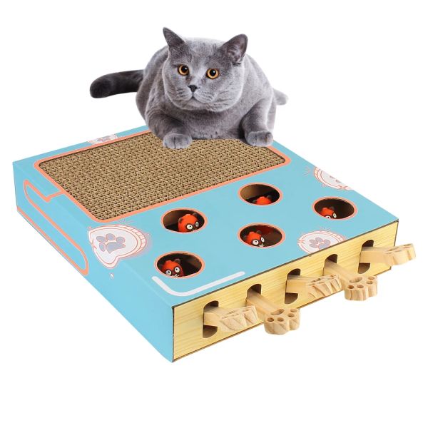 Brinquedos caixa de jogo de gato engraçado gato vara 3 em 1 brinquedo de gato perseguição caça mouse labirinto interativo educacional gato hit gophers com scratcher