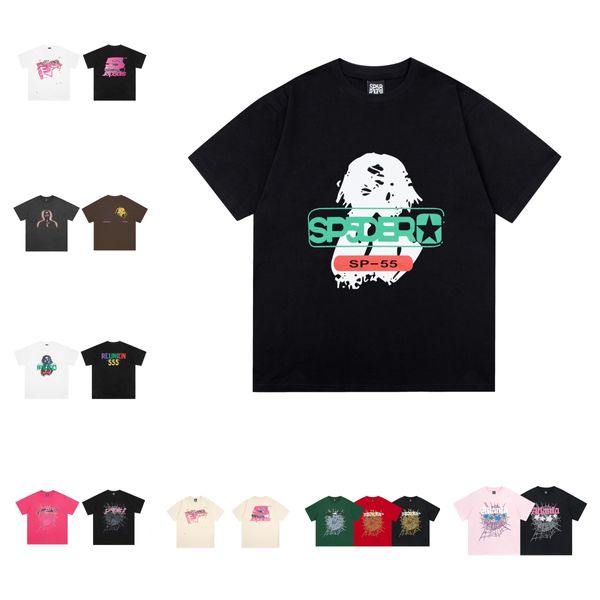 maglietta sp5der T-shirt da uomo a maniche corte T-shirt da uomo firmate Red Spider viola T-shirt da uomo Young Thug 55555 T-shirt da angelo T-shirt da uomo da donna Camicie con ragno ricamate