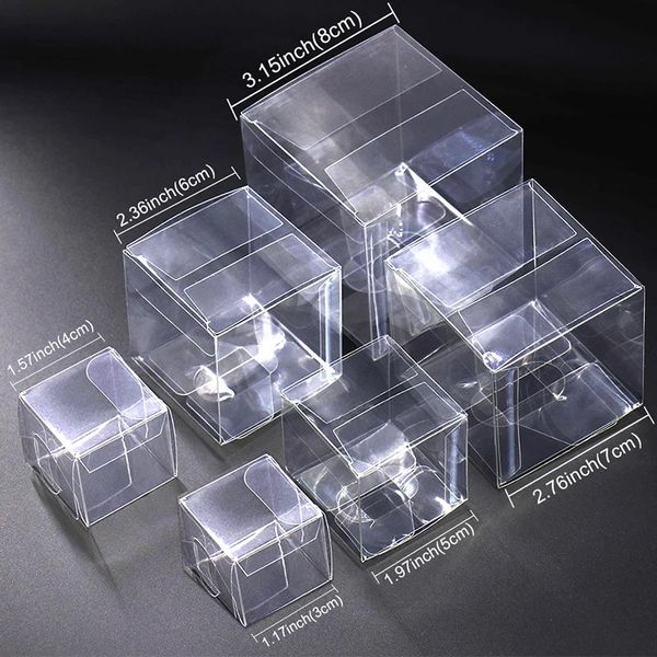 30/50 Stück PVC-Quadrat-Klarsicht-Geschenkbox für Süßigkeiten, Pralinenschachteln, Schmuck-Aufbewahrungsboxen, Hochzeit, Weihnachten, Verpackung, Geschenkboxen 240304