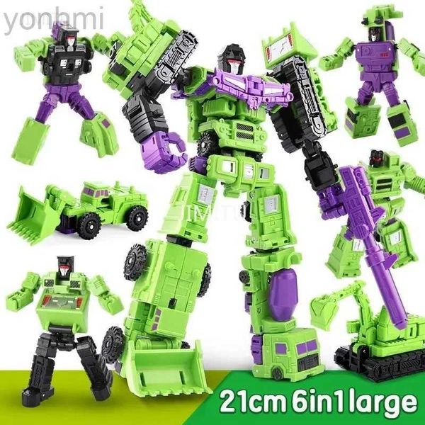 Aktionsspielfiguren 22CM Transformation Roboterauto 6 In 1 Defensor Devastator Spielzeug Actionfigur ABS Kunststoff Fahrzeug Roboter Spielzeugmodell Geschenk für Kinder ldd240314