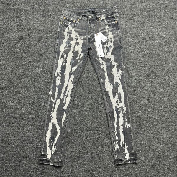 Calças de brim masculinas calças de brim largas verão moda tendência magro estiramento graffiti calças clássico rua preto jeans retos tamanho 28-40