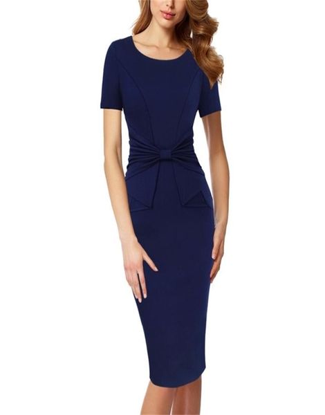 Vfemage Mulheres Outono Elegante Arco Plissado Peplum Slim Casual Trabalho Vestidos Escritório Festa de Negócios Bodycon Lápis Bainha Vestido 321 21416619