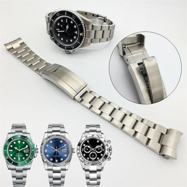 Cinturino per orologio 20mm 21mm Cinturino per orologio Bracciale in acciaio inossidabile Estremità curva Argento Accessori per orologi Cinturino per orologio da uomo per Submariner Glidelock 2092