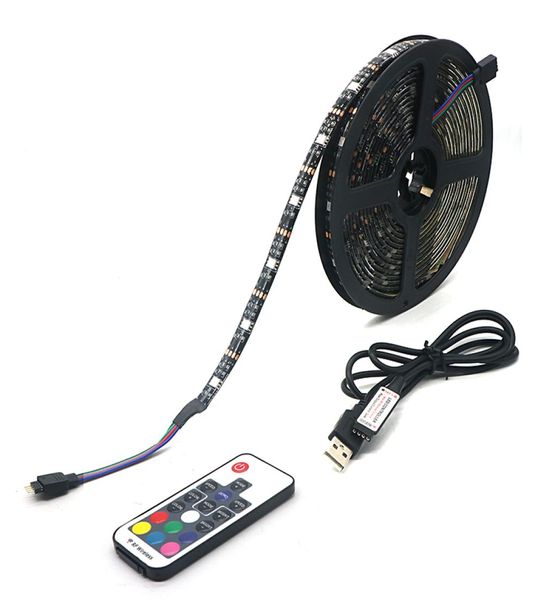 Umlight1688 USB-LED-Streifen 5050 RGB-TV-Hintergrundbeleuchtungsset, schneidbar mit 17-Tasten-RGB-LED-Steuerung, 5 m, 1 m, 2 m, Set 8946888