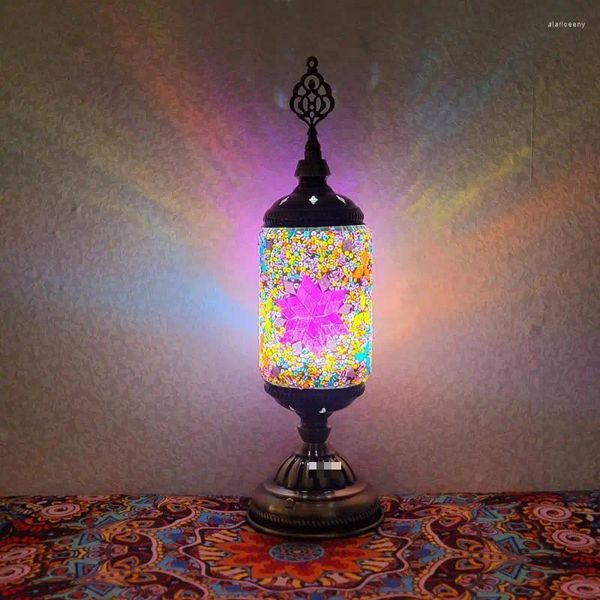 Tischlampen, marokkanische Atmosphäre, Glas-Schreibtischlampe, Schlüsselschalter, türkisches Schlafzimmer, dekorative LED-Beleuchtung