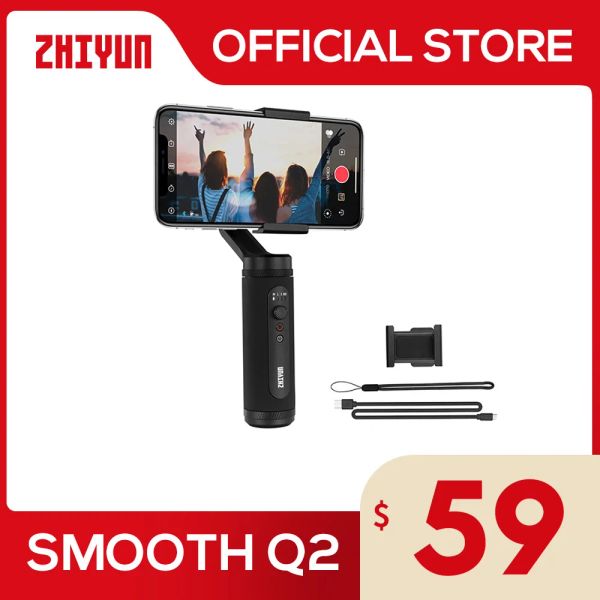 Heads Zhiyun Ufficiale Smooth Q2 Telefono Gimbal 3axis Dimensione tascabile Stabilizzatore portatile per iPhone 14 Pro Max/ Huawei/ Xiaomi vs Osmo