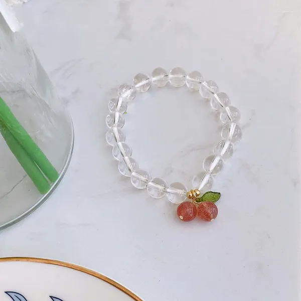 Braccialetti a maglie Estate Ragazza Carina Piccola Ciliegia Cristallo Personalità Frutta Elastica MS058