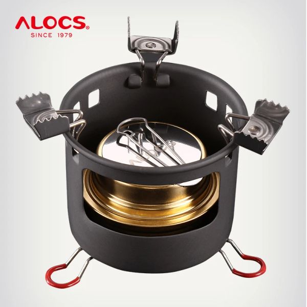 Suprimentos Alocs Csb02 Csb13 Compact Mini Spirit Burner Fogão a álcool com suporte para mochila ao ar livre Caminhadas Forno de acampamento