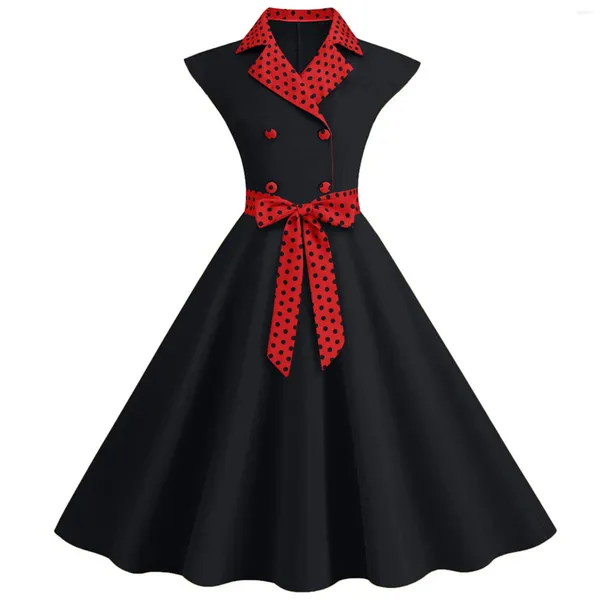 Abiti casual da donna abito scampanato con bavero manica corta anni '50 festa da sera ballo da donna sexy abiti Y2k Dres