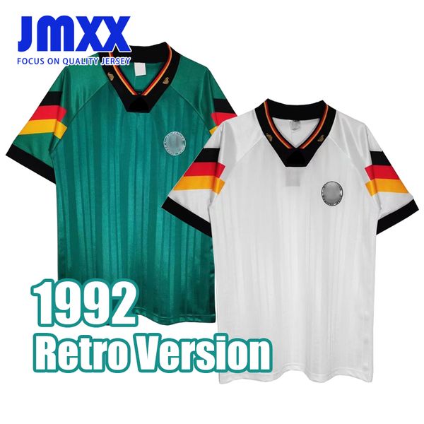 JMXX 1992 Almanya retro futbol formaları ev uzakta erkek üniformaları jersey adam futbol gömlek 92 fan versiyonu