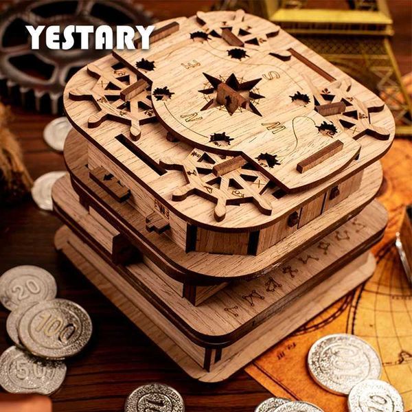 Puzzle 3D YESTARY Puzzle 3D in legno Giocattoli Giochi da tavolo Rompicapo Alta difficoltà Scatola misteriosa Puzzle giocattolo per adulti Regalo per bambini 240314