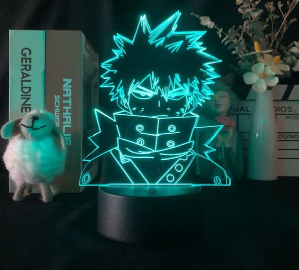 My Hero Academia Night Light LED Acrílico 3D Lava Lamp Katsuki Bakugo Figura Kids Room Anime Nightlight Base Bluetooth Fãs Gift1396513