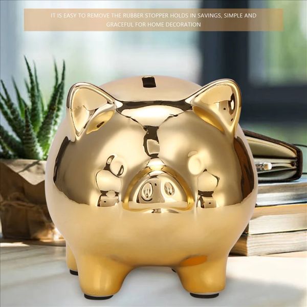 Коробки, керамическая копилка с золотой свиньей, милая копилка для монет, креативные предметы интерьера, украшение для счастливой свиньи, Золотая свинья