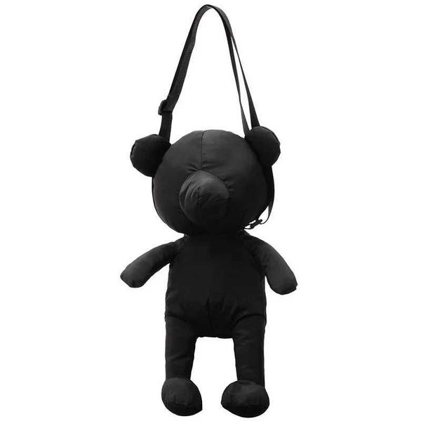 Mochilas de pelúcia bonito urso preto mochila de pelúcia dos desenhos animados animal legal urso brinquedo de pelúcia macio recheado saco crossbody para crianças aniversário melhores presentesl2403