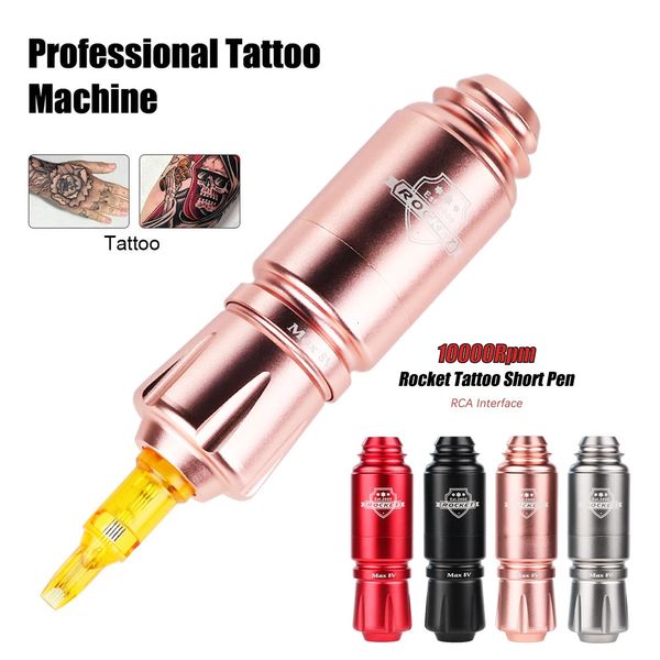 Caneta de tatuagem foguete 4 cores, máquina rotativa com motor de arma para tomada rca, bateria, suprimentos de maquiagem permanente 240311