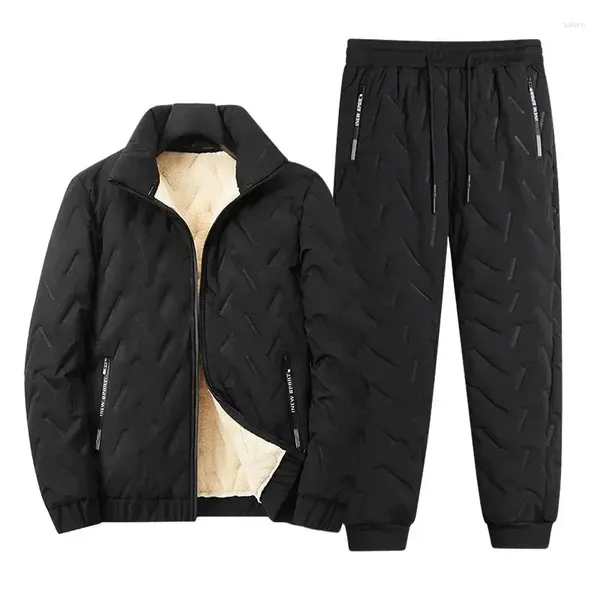 Herren-Trainingsanzüge, Winter, verdickte Lammwolle, Herren-Daunenjacke, Jogginghose, Set, lässige Polarjacken, kältebeständiger warmer Outdoor-Mantel, Oberbekleidung, 5XL