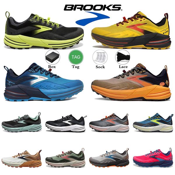Brooks Brook Cascadia 16 Erkekler Koşu Ayakkabı Hyperion Tempo Üçlü Siyah Beyaz Gri Sarı Turuncu Örgü Moda Eğitimleri Açık Mekan Erkekler Spor Jogging Spor Keko Boyutu 36-45