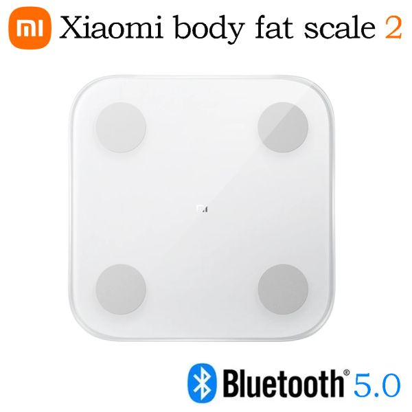 Balanças Xiaomi Balança de gordura corporal 2 Smart Home Composição corporal Balança de teste de conteúdo Bluetooth 5.0 Display LED funciona com o aplicativo Mi Fit