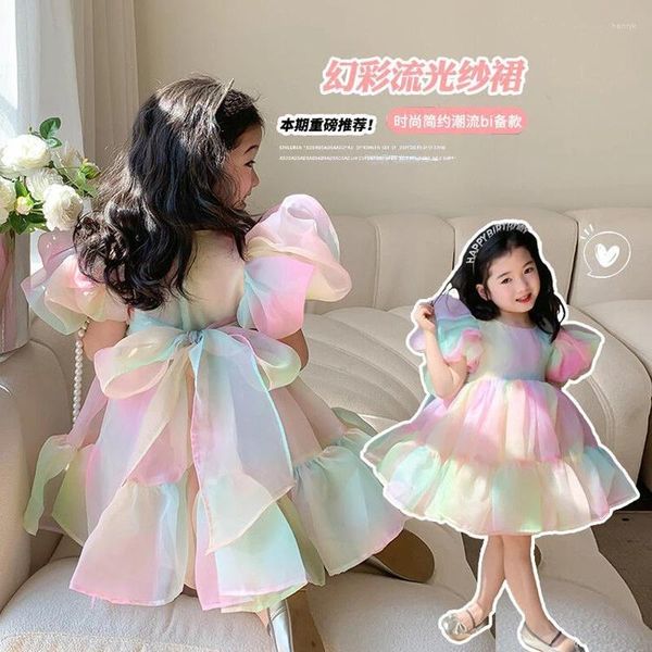 Abiti da ragazza Estate Baby Spagna Ragazze Abito da ballo Dolce Garza Abito con maniche a sbuffo Corto Festa per bambini Matrimonio Principessa Vestire