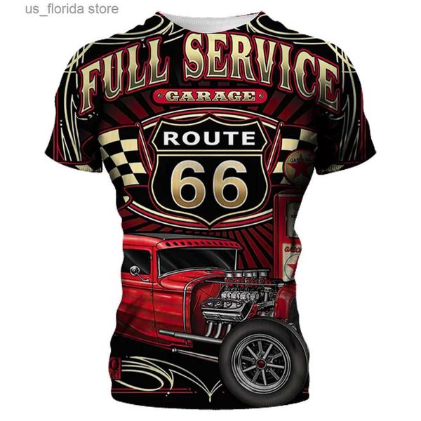 Herren T-Shirts 2024 Neue Herren T-Shirt Ghost Route 66 Grafik T-Shirts Männer Kleidung Lässige Lose Kurze Slve Tops Übergroße Kleidung Strtwear Y240314