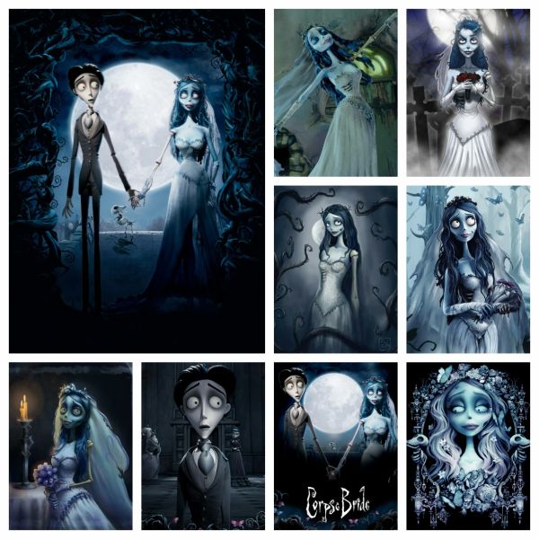 Stich Horrorfilm Corpse Bride Diamantgemälde Tim Burton Johnny Depp Film Kreuzstich Stickerei Bild Mosaik Kristall Home Decor