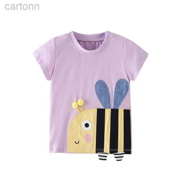 T-shirt Salto Metri 2-7T Moda Estate Ragazze Magliette Animali Ape Vestiti per bambini Manica corta Bambino Bambini T-shirt Top Camicie ldd240314