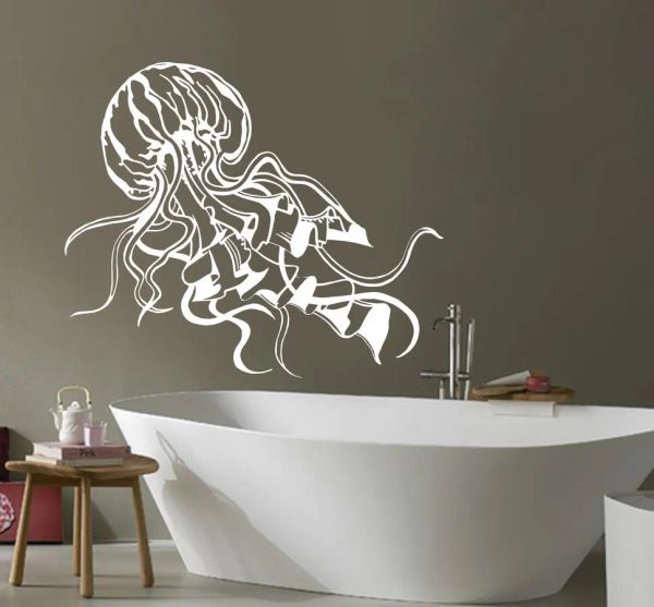 Adesivi rimovibili Medusa Mare Decalcomanie da muro Bagno Medusa Adesivo Oceano Animale Vinile Decorazione della casa Arte Adesivo bagno NY293