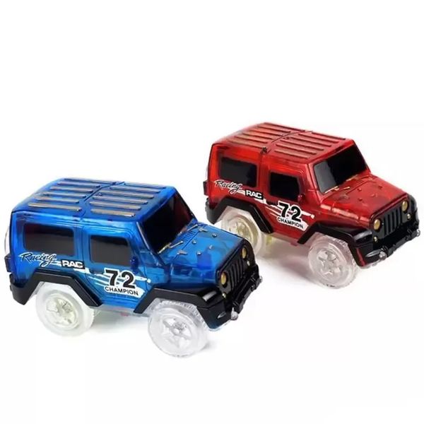 Spot merci Glow in the Dark Magic Car LED Light Up Elettronica Giocattoli per auto Modello Jeep Auto da corsa elettriche Giocattolo fai da te per bambini