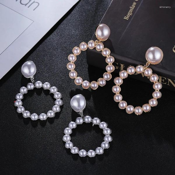 Dangle brincos de luxo versão coreana cavalheiro branco imitação pérolas feminino gota simples rosa brincos para 2024 mulheres noiva jóias