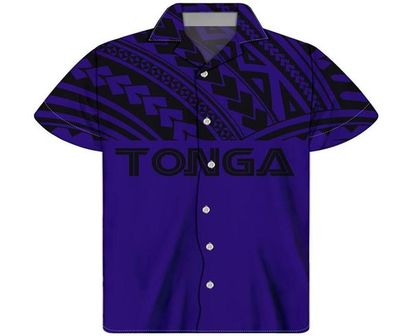 Men039s Freizeithemden HYCOOL Tonga Tattoo Print Marineblau Vintage Kurzarm Herrenhemd Button Up Oversize Hawaiian Beach Cust3339097