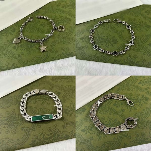 Pulseira de prata esterlina dois g luxo designer jóias contas preto verde esmalte porco nariz corrente presente do dia dos namorados para homem e mulher