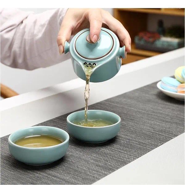 Set di stoviglie da tè Borsa da viaggio portatile Set da tè Teiera Tazza da tè Strumenti per la produzione di ceramica Accessori per la casa pomeridiana