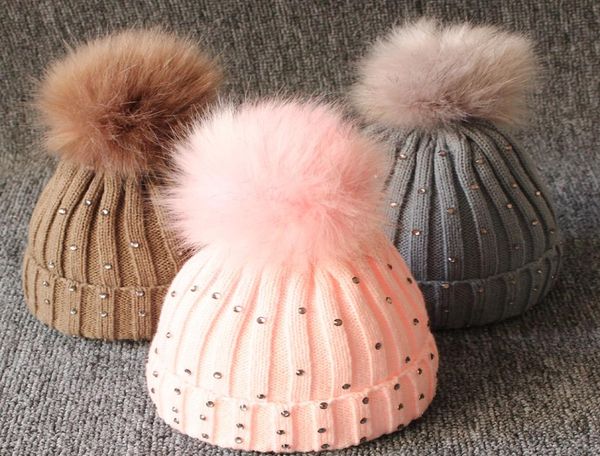 Bonnet bebê chapéus 7 crianças meninas meninos crochê tricô lã bobble inverno strass crianças chapéus pompom esqui quente hats5771878