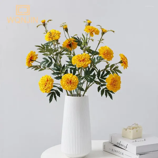 Fiori decorativi WQNJIN 93 cm lungo fiore artificiale crisantemo ramo decorazione della casa bouquet da sposa strada piombo seta finta