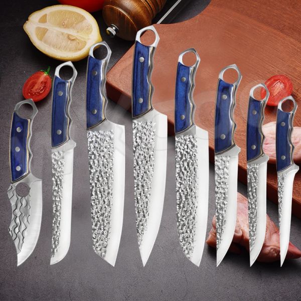 Coltelli Set di coltelli da cucina ad alta durezza Mannaia per carne martellata Coltello per affettare in acciaio inossidabile Mannaia per scuoiare Coltello da cucina per chef Strumento per barbecue