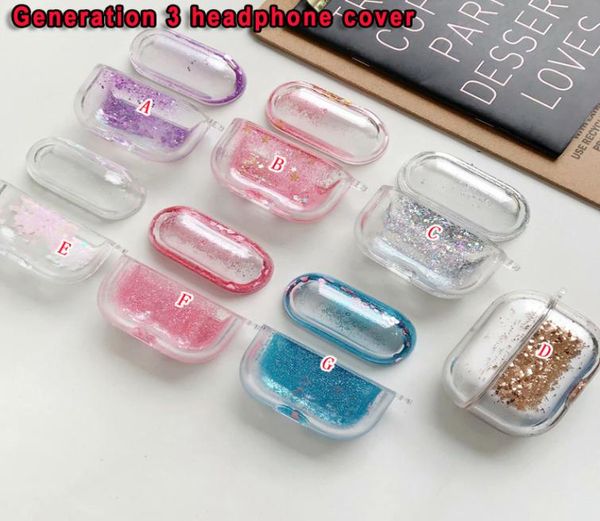 Для Apple Air pods Airpods Pro 2 3 Bluetooth комплект наушников чехол Liquid Hard PC Cover Bling Star Dynamic Protective Quicksand Clear 3676554